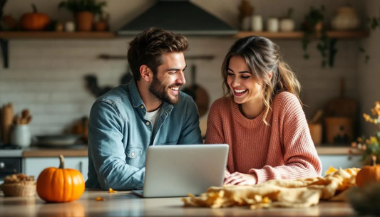 Gen X couple planning a trip on their laptop